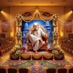 Sai Baba Satsang setup with Printed Backdrop curtain