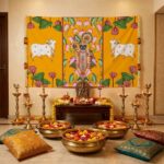 Shrinath Ji backdrop hung 8 ft wide for Govardhan Puja mandap and Annakut Chhappan Bhog decoration in Canada