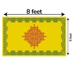 Yellow Kolam (Kollam) backdrop for Haldi ceremony decoration 8 ft wide