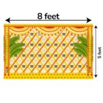 Full 8x5 ft yellow marigold lotus floral backdrop curtain with marigold and lotus flowers for baby shower decoration in Canada