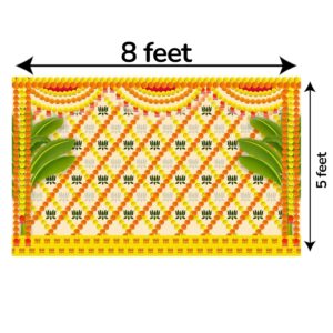 Full 8x5 ft yellow marigold lotus floral backdrop curtain with marigold and lotus flowers for baby shower decoration in Canada