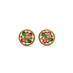 Rajkot Navratna Motif Gold Plated Studs - Image 6