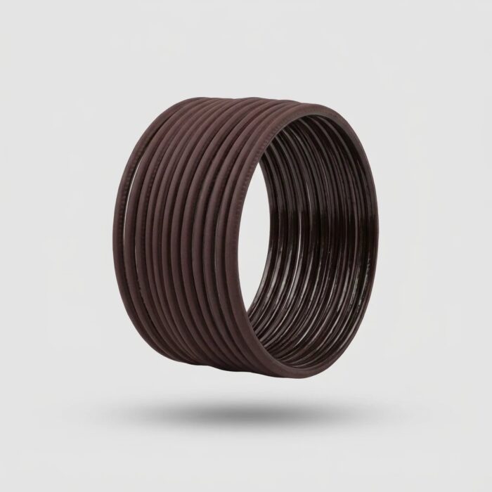 Chocolate Brown colored Matte Bangle Set - Stackable Bangles