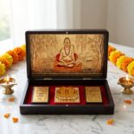 24K Gold Plated Swami Samarth Divinity Gift Box Side View with Charan Paduka
