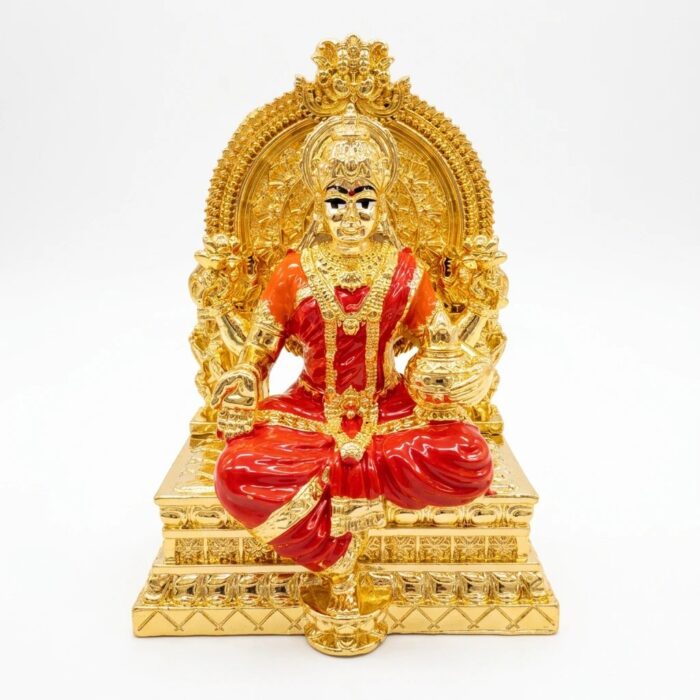 Gold Plated Lakshmi Idol on Surya Throne - 4 inches - Image 5