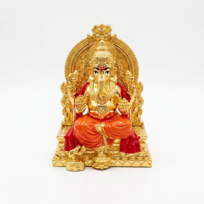 Gold Plated Ganesha Idol - Surya Throne - Image 4