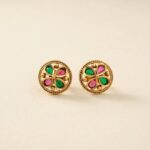 Rajkot Navratna Motif Gold Plated Studs