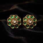 Rajkot Gold-Plated Royal Green Ear Studs - Image 5