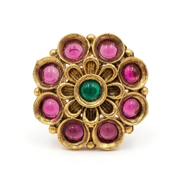 Rajkot Gold-Plated Ruby Ear Studs - Image 2