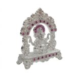 Pure Silver Lord Ganesha Idol with Ruby Accents - Image 2