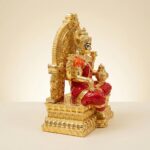 Gold Plated Lakshmi Idol on Surya Throne - 4 inches - Image 3