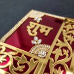 Close up on the Red Shubh labh on Acrylic sheet