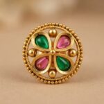 Rajkot Navratna Motif Gold Plated Studs - Image 2