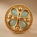 Rajkot Mint Floral Motif Gold Plated Studs - Image 2