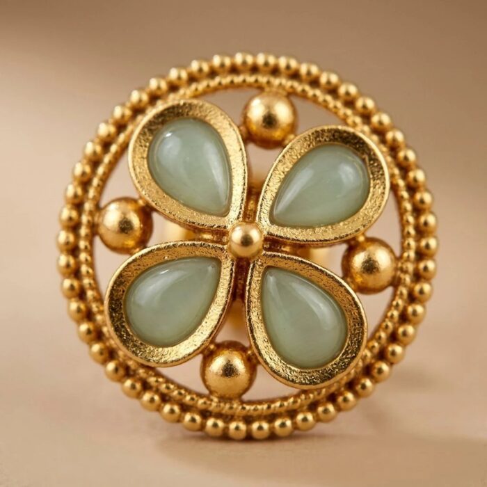 Rajkot Mint Floral Motif Gold Plated Studs - Image 2