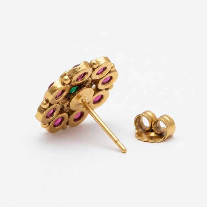 Rajkot Gold-Plated Ruby Ear Studs - Image 5