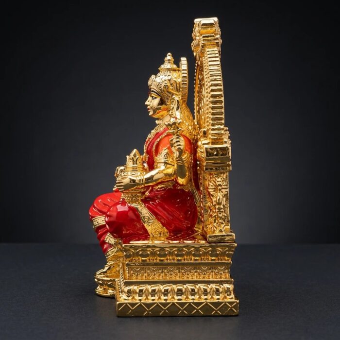 Gold Plated Lakshmi Idol on Surya Throne - 4 inches - Image 4