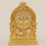 Gold Plated Saraswati Idol - 4 inches | Surya Throne - Image 5