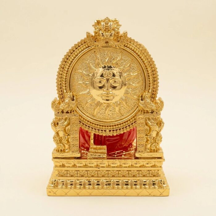 Gold Plated Lakshmi Idol on Surya Throne - 4 inches - Image 6