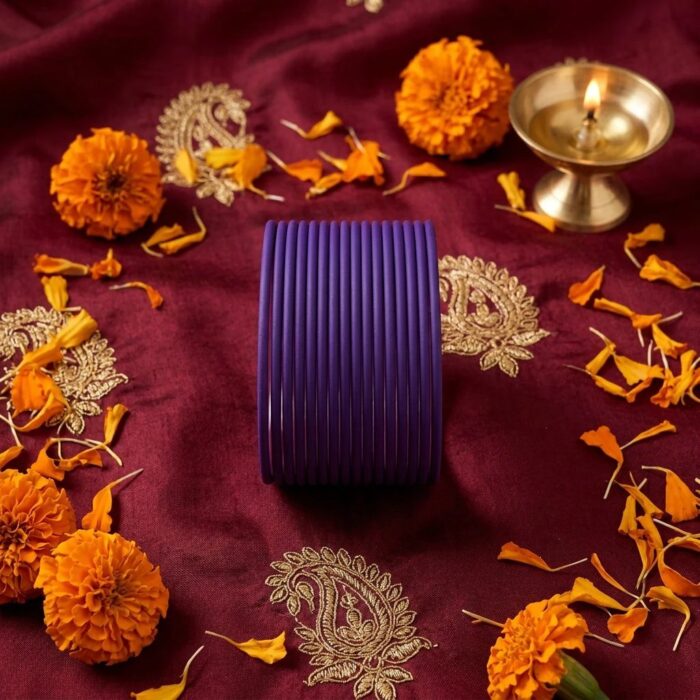 Jamuni purple matte finish metal bangle set
