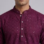 Partywear Cotton Chikan Sequin Kurta for Men | 9 Colors - Image 10
