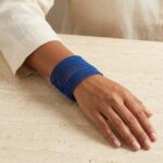 Deep blue stackable thin metal bangles to match your attire in Canada