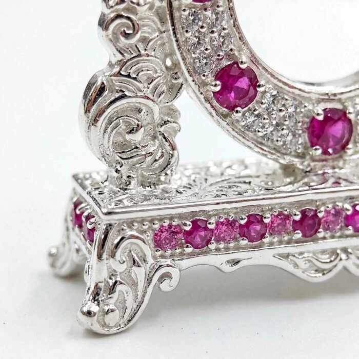 Pure Silver Lord Ganesha Idol with Ruby Accents - Image 6