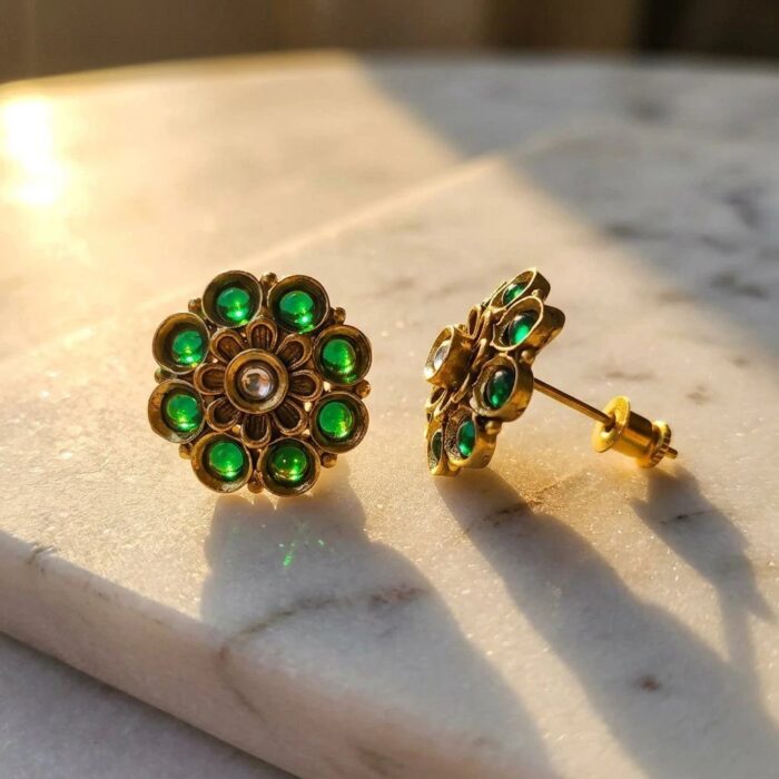 Royal Green Rajkot Gold-Plated Ear Studs