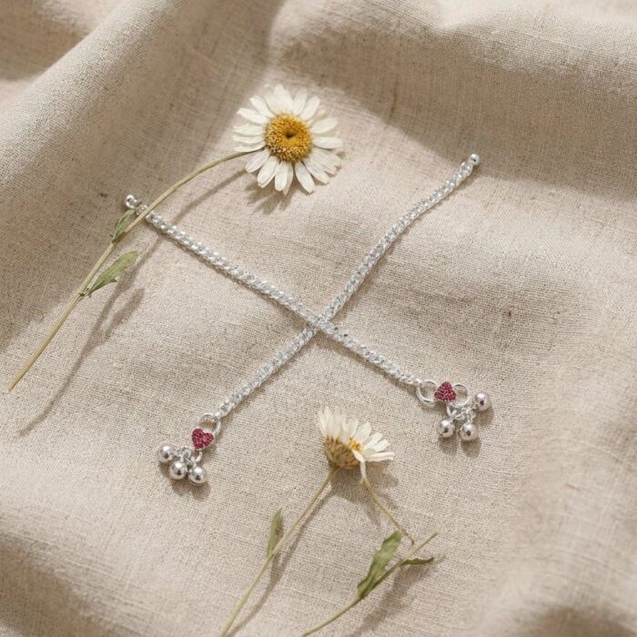 Pair of Pure Silver Anklet - 5 inch | Pure Silver Anklet for Baby - Image 4