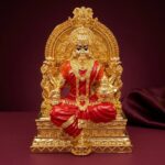 Gold Plated Lakshmi Idol on Surya Throne - 4 inches - Image 2
