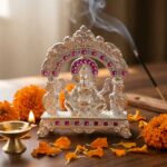 Pure Silver Lord Ganesha Idol with Ruby Accents - Image 3