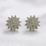 925 Sterling Silver White Cluster Stud Earrings