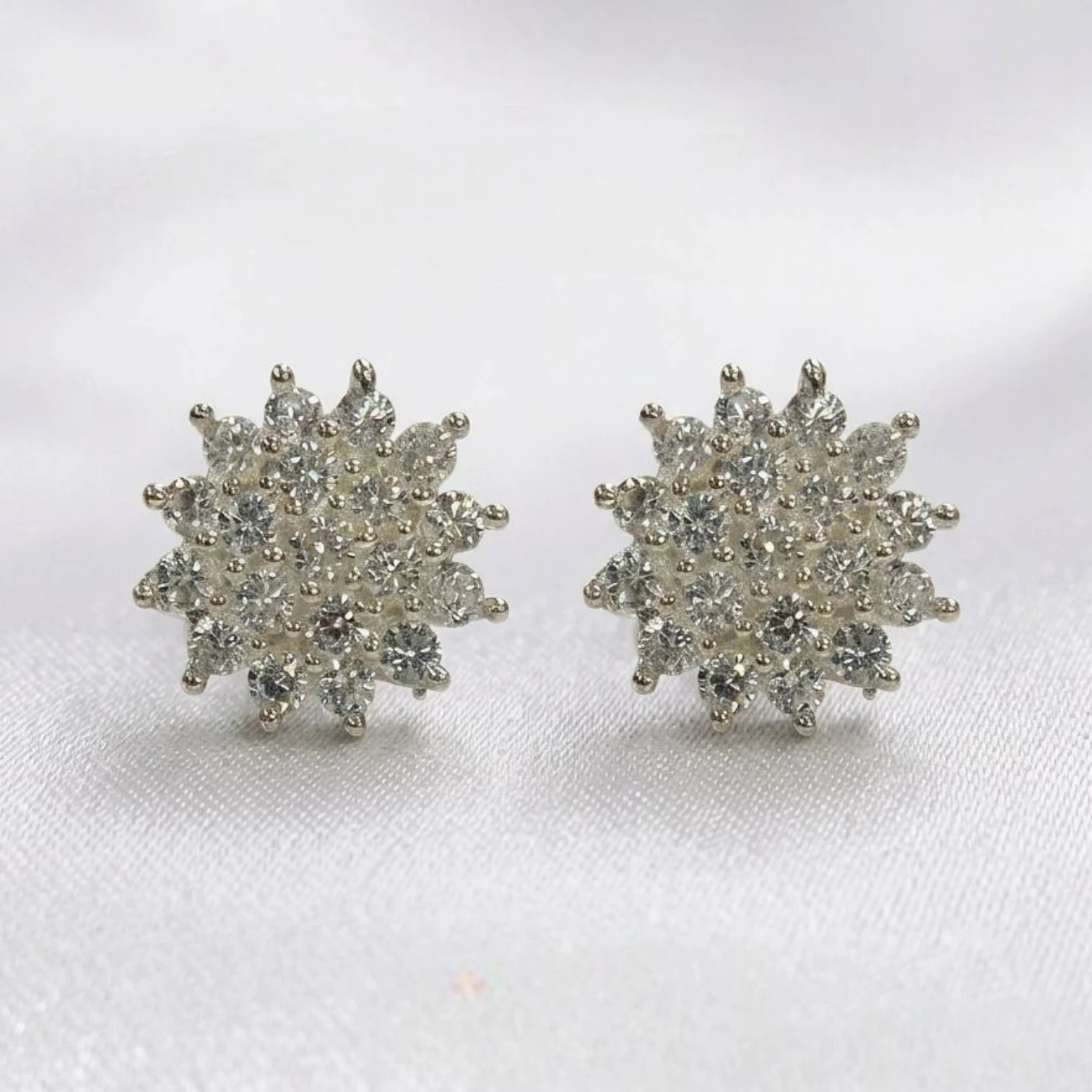 1789677246791.webp 925 Sterling Silver White Cluster Stud Earrings - Image 1