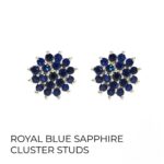 925 Sterling Silver Royal Blue Sapphire Cluster Studs