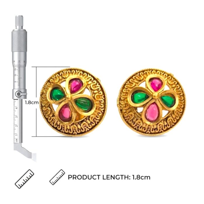 Rajkot-Crafted Gold-Plated Stone Ear Studs - Image 5