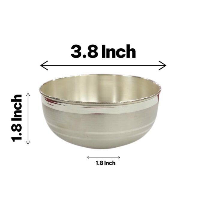 Pure Silver Bowl | 3.8 inch pure Silver katori - Image 5