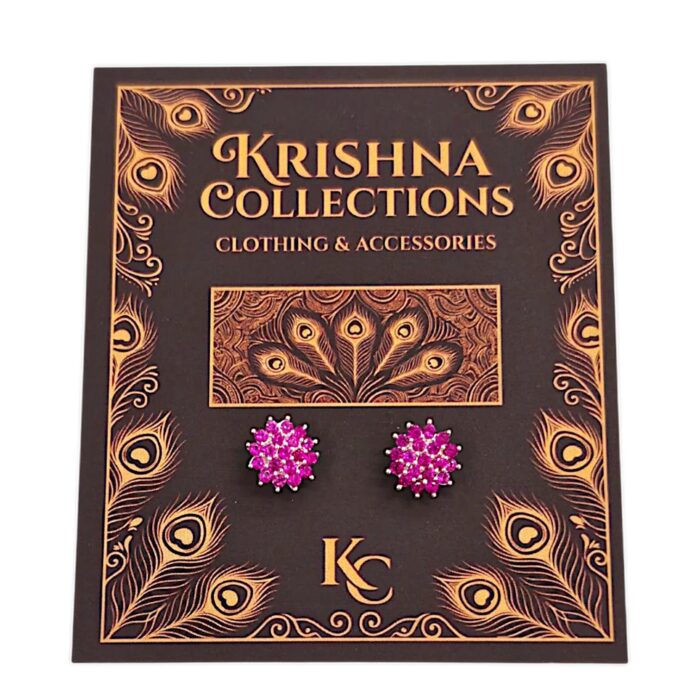 925 Sterling Silver Ruby Cluster Stud Earrings - Image 8