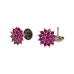 925 Sterling Silver Ruby Cluster Stud Earrings - Image 2