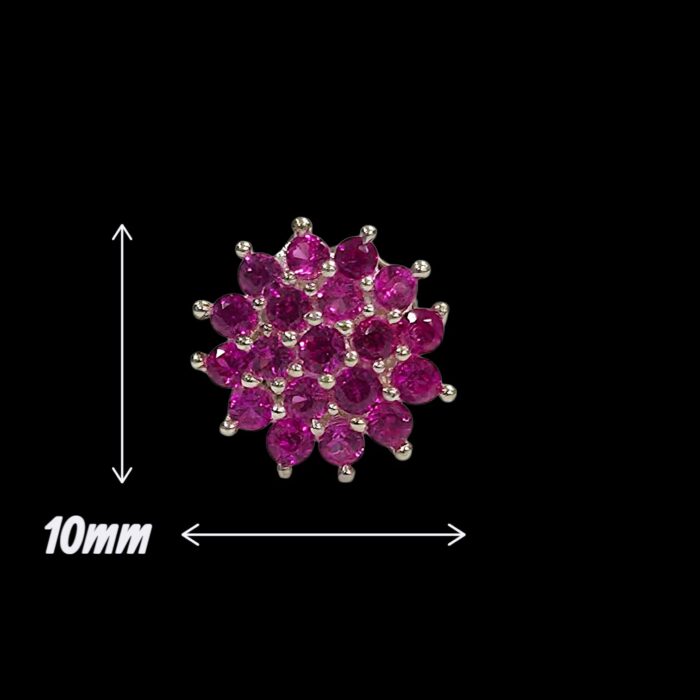925 Sterling Silver Ruby Cluster Stud Earrings - Image 5