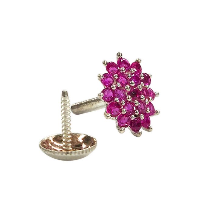 925 Sterling Silver Ruby Cluster Stud Earrings - Image 4