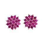 925 Sterling Silver Ruby Cluster Stud Earrings - Image 6