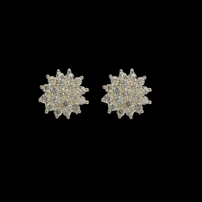 925 Sterling Silver White Cluster Stud Earrings - Image 6