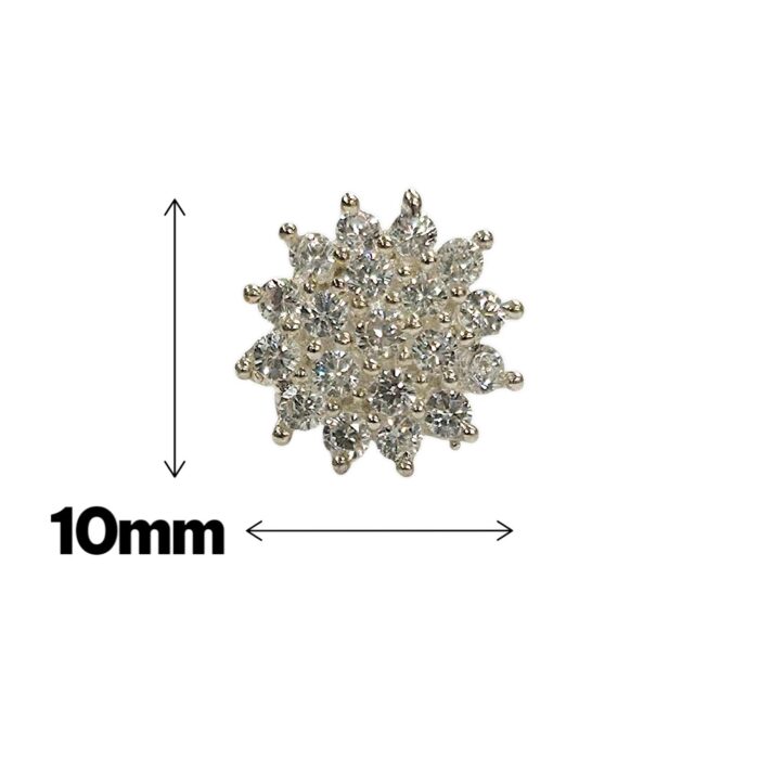 925 Sterling Silver White Cluster Stud Earrings - Image 5