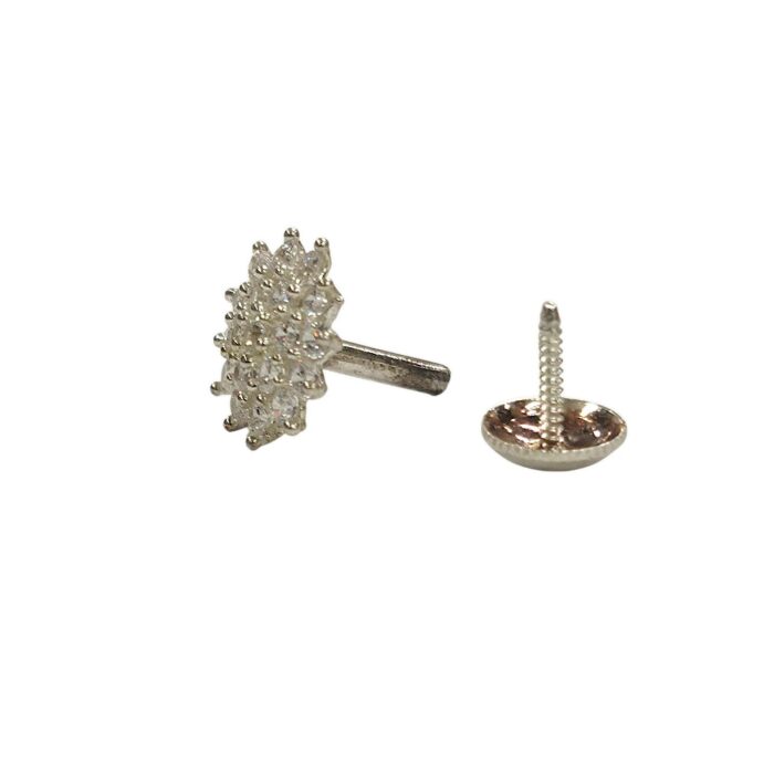 925 Sterling Silver White Cluster Stud Earrings - Image 4