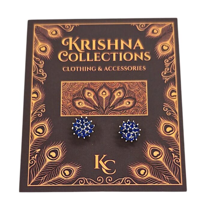 925 Sterling Silver Royal Blue Sapphire Cluster Studs - Image 7