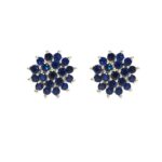 925 Sterling Silver Royal Blue Sapphire Cluster Studs - Image 4