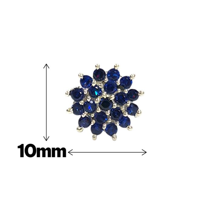 925 Sterling Silver Royal Blue Sapphire Cluster Studs - Image 5