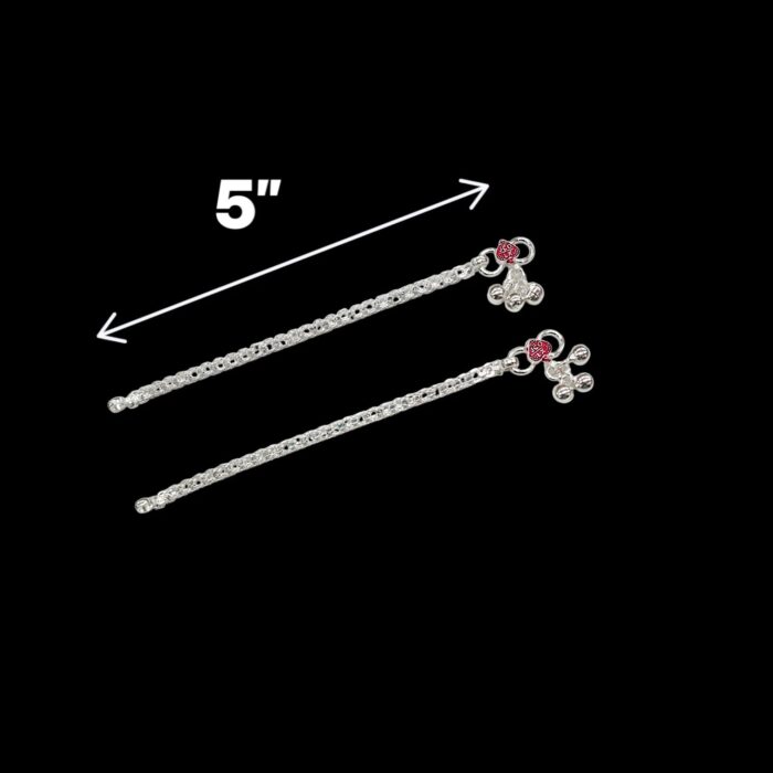 Pair of Pure Silver Anklet - 5 inch | Pure Silver Anklet for Baby - Image 3