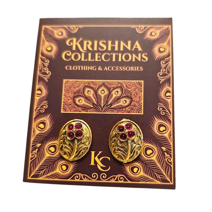 Rajkot Oval Studs with Ruby Stones - Image 7
