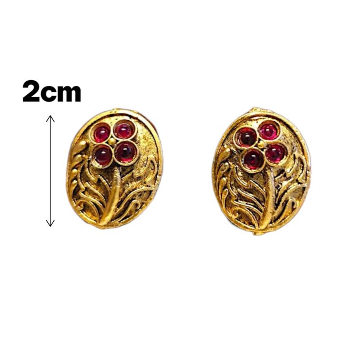 Rajkot Oval Studs with Ruby Stones - Image 6